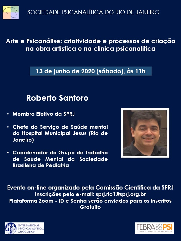 Dia 13 de junho de 2020 “Arte e Psicanálise Criatividade e processos